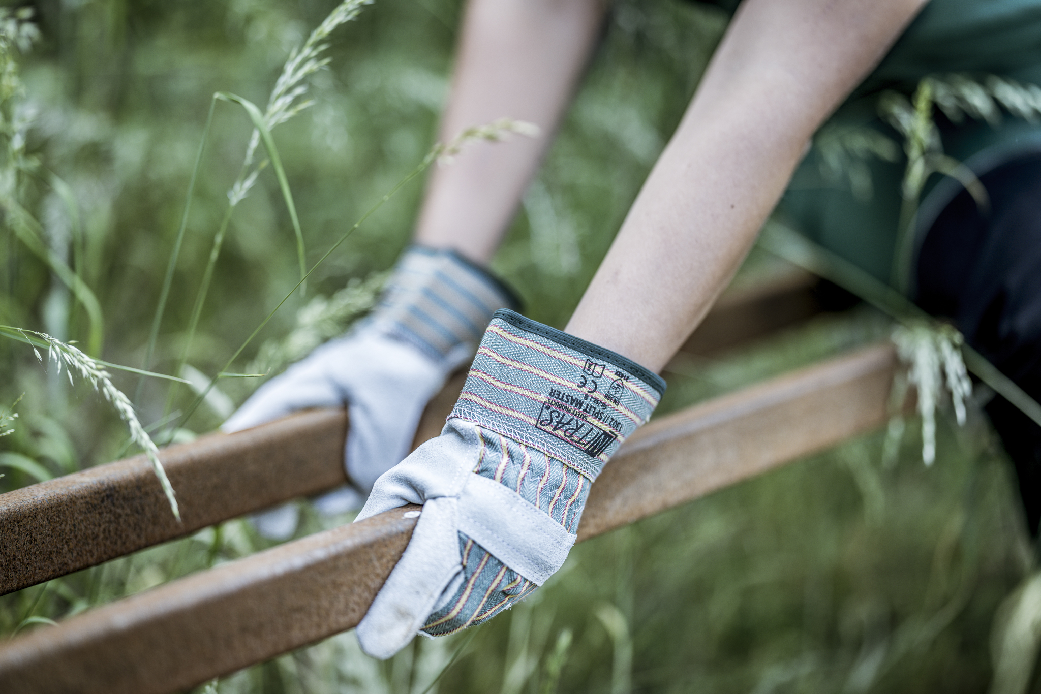 NITRAS SPLIT MASTER, Rindspaltlederhandschuhe, grün / rot / gelb gestreift / grau, EN 388 Produktbild img2 L