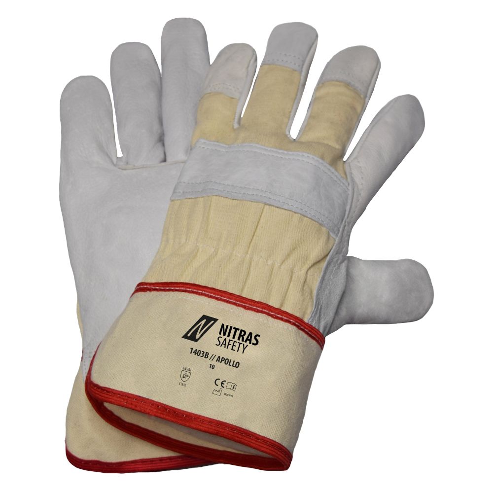 NITRAS APOLLO, Rindvolllederhandschuhe, naturfarben / grau, EN 388 Produktbild img1 L