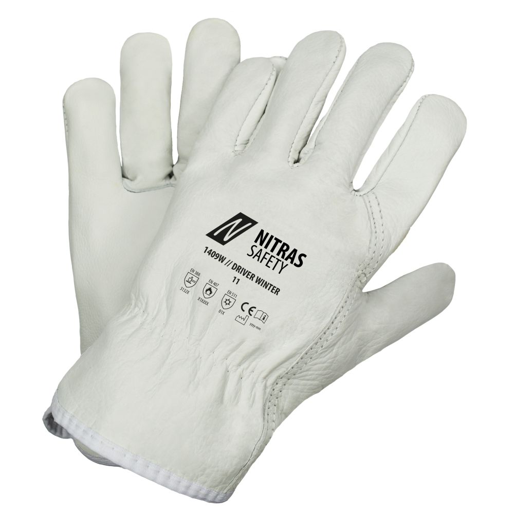 NITRAS DRIVER WINTER, Rindvolllederhandschuhe, grau, EN 388, EN 407, EN 511 Produktbild img1 L