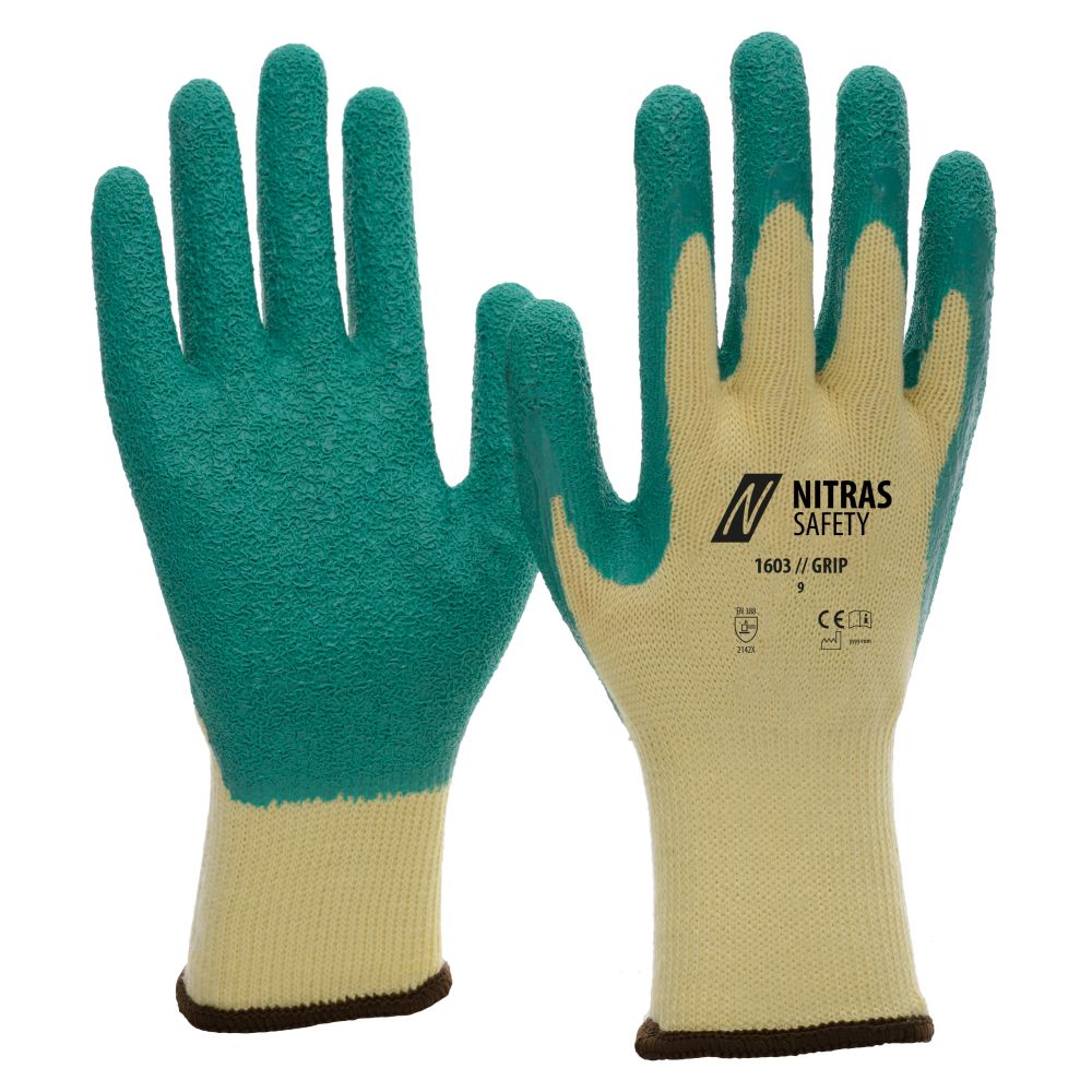 NITRAS GRIP, Latexhandschuhe, gelb / grün, EN 388 Produktbild img1 L