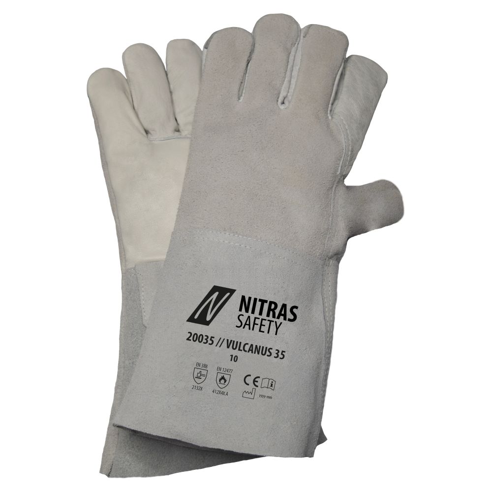 NITRAS VULCANUS 35, Schweißerhandschuhe, grau, EN 388, EN 12477 Produktbild img1 L