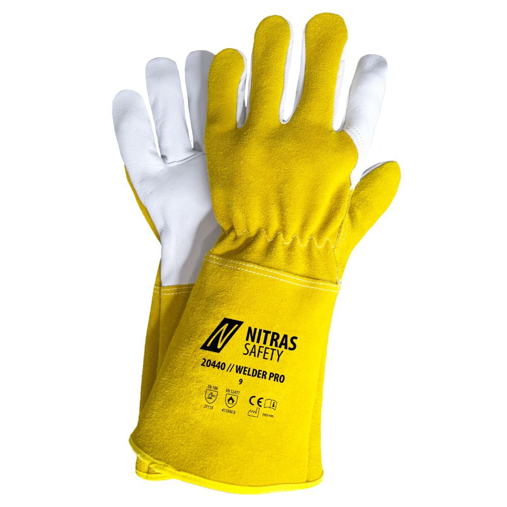 NITRAS WELDER PRO, Schweißerhandschuhe, ocker / grau, EN ISO 21420, EN 388, EN 12477 Produktbild img1 L