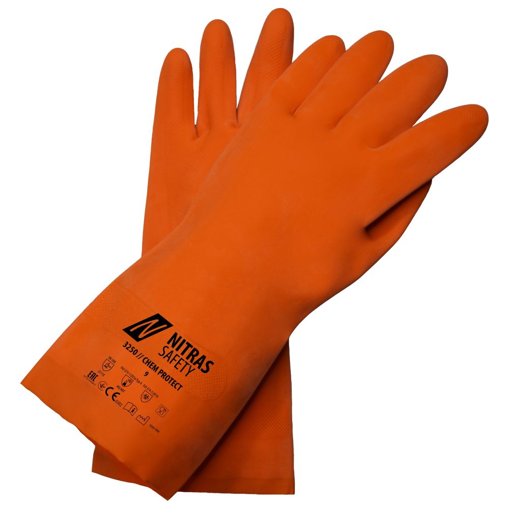NITRAS CHEM PROTECT, Chemikalienschutzhandschuhe, orange, EN 388, EN ISO 374 Produktbild img1 L