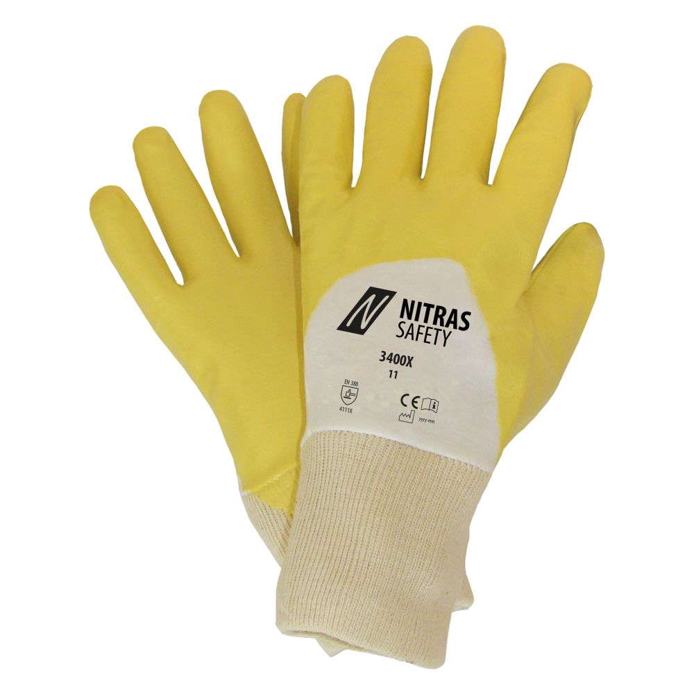 NITRAS Nitrilhandschuhe, gelb / weiß, EN 388, OEKO-TEX Produktbild img1 L