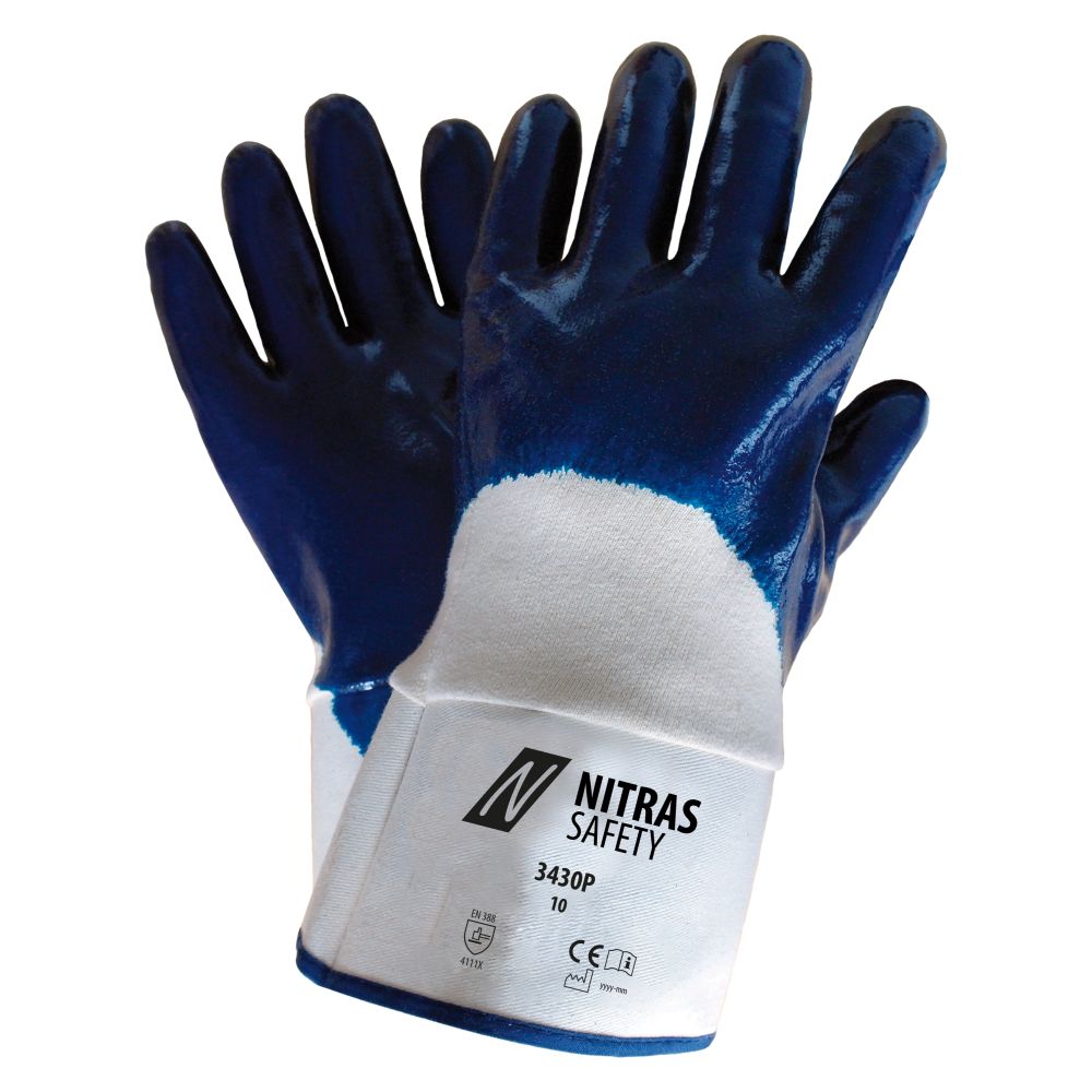 NITRAS Nitrilhandschuhe, weiß / blau, EN 388 Produktbild img1 L