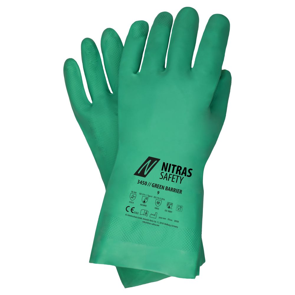 NITRAS GREEN BARRIER, Chemikalienschutzhandschuhe, grün, EN 388, EN ISO 374 Produktbild img1 L