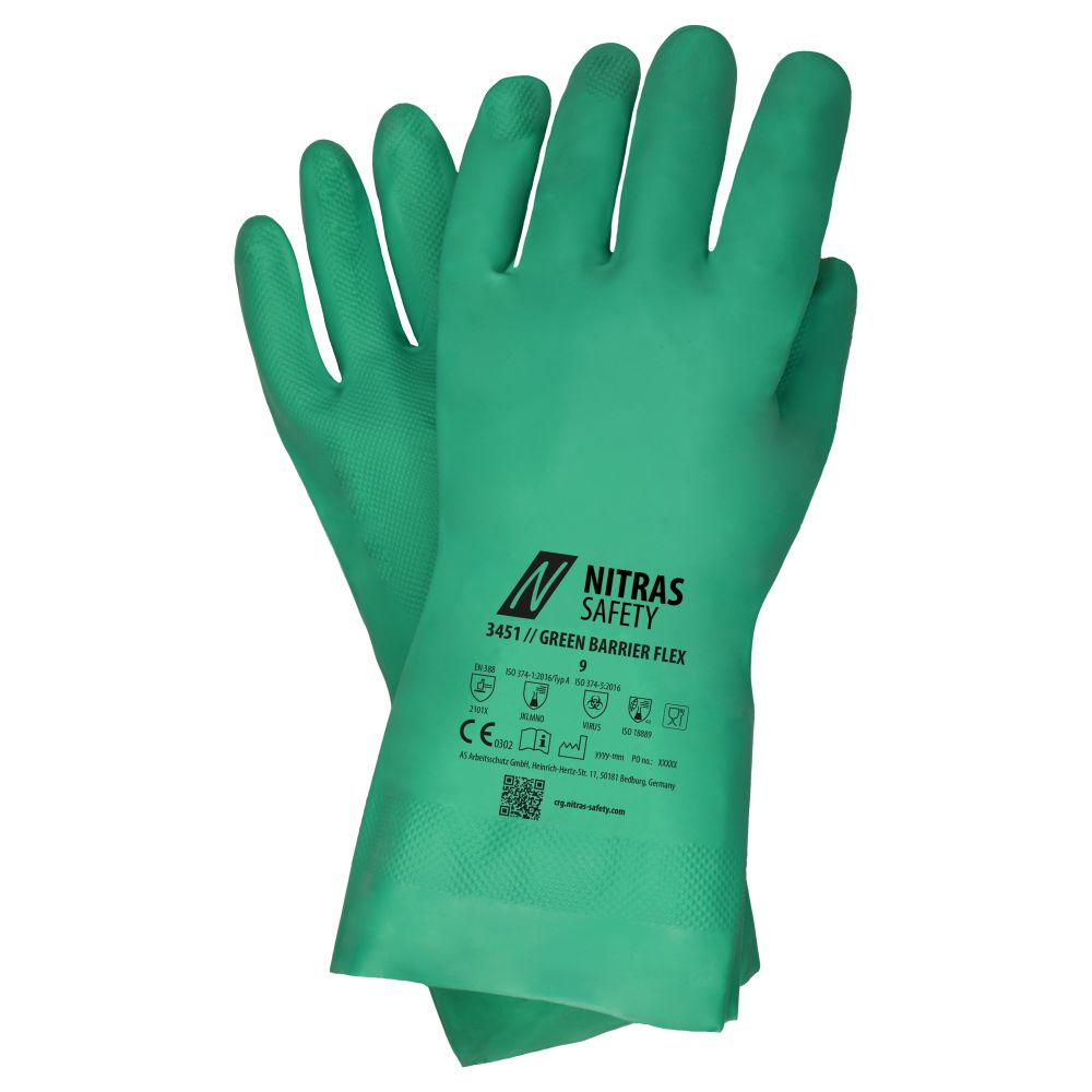 NITRAS GREEN BARRIER FLEX, Chemikalienschutzhandschuhe, grün, EN 388, EN ISO 374 Produktbild img1 L