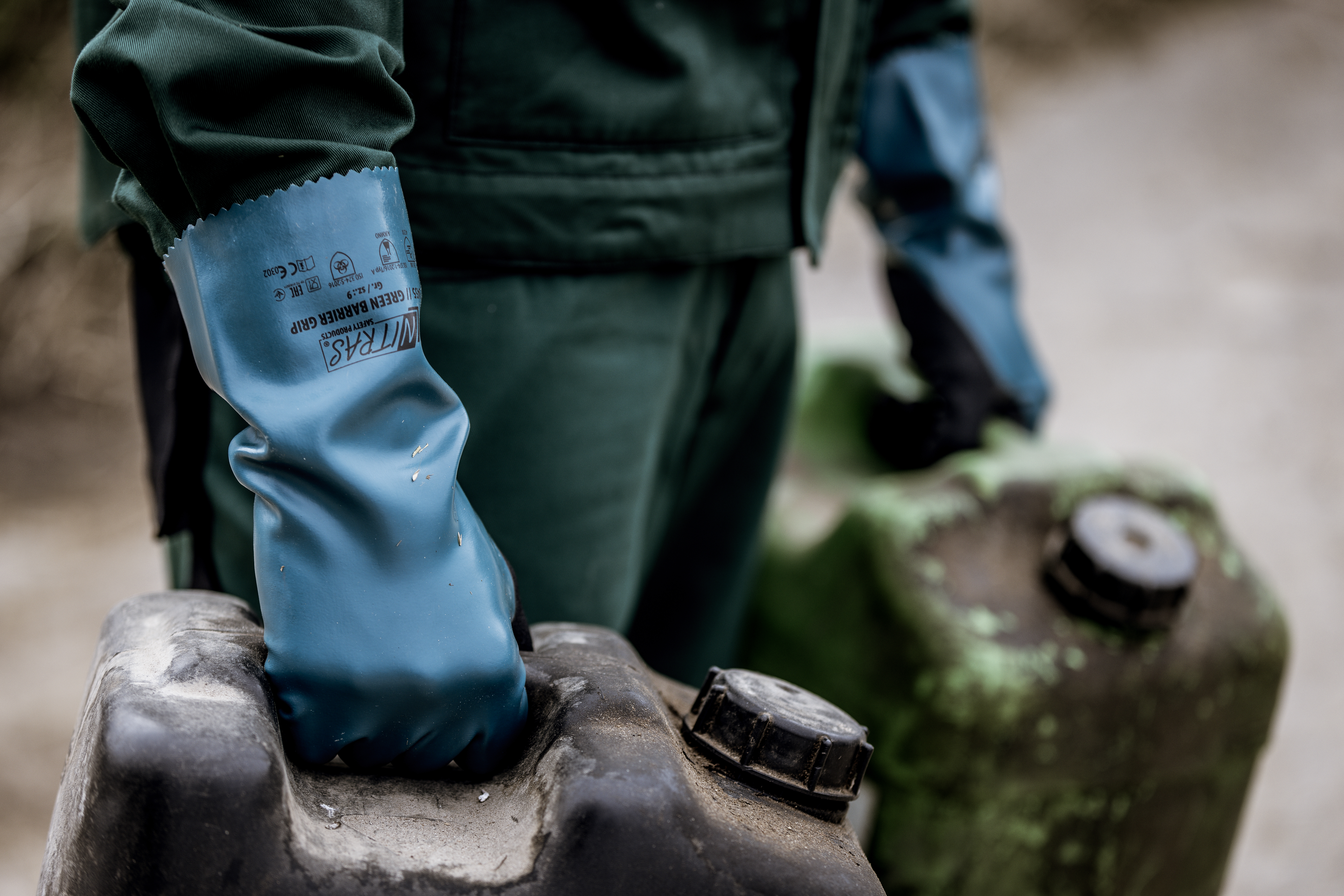 NITRAS GREEN BARRIER GRIP, Chemikalienschutzhandschuhe, petrol / schwarz, EN 388, EN ISO 374 Produktbild img2 L
