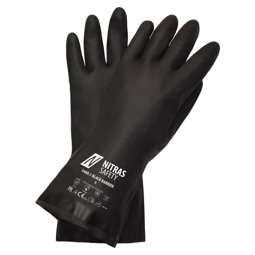 NITRAS BLACK BARRIER, Chemikalienschutzhandschuhe, schwarz, EN 388, EN ISO 374 Produktbild img1 L