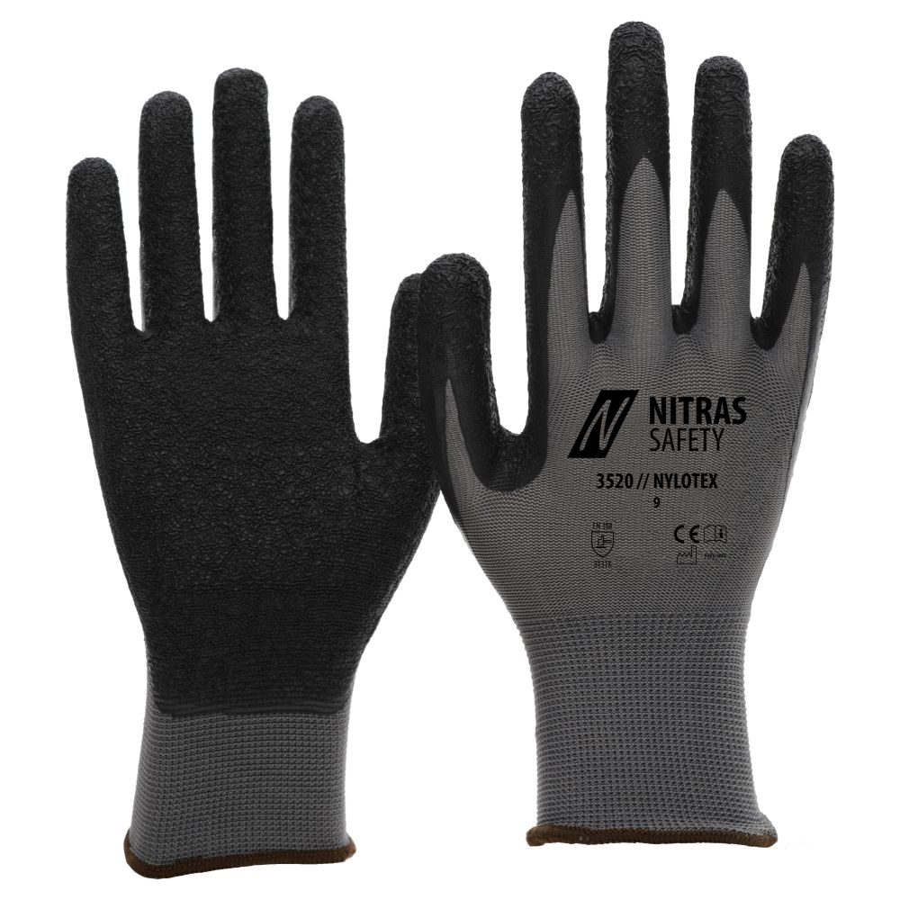 NITRAS NYLOTEX, Nylonhandschuhe, grau / schwarz, EN 388 Produktbild img1 L