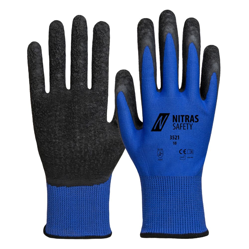 NITRAS Nylonhandschuhe, blau / schwarz, EN 388 Produktbild img1 L