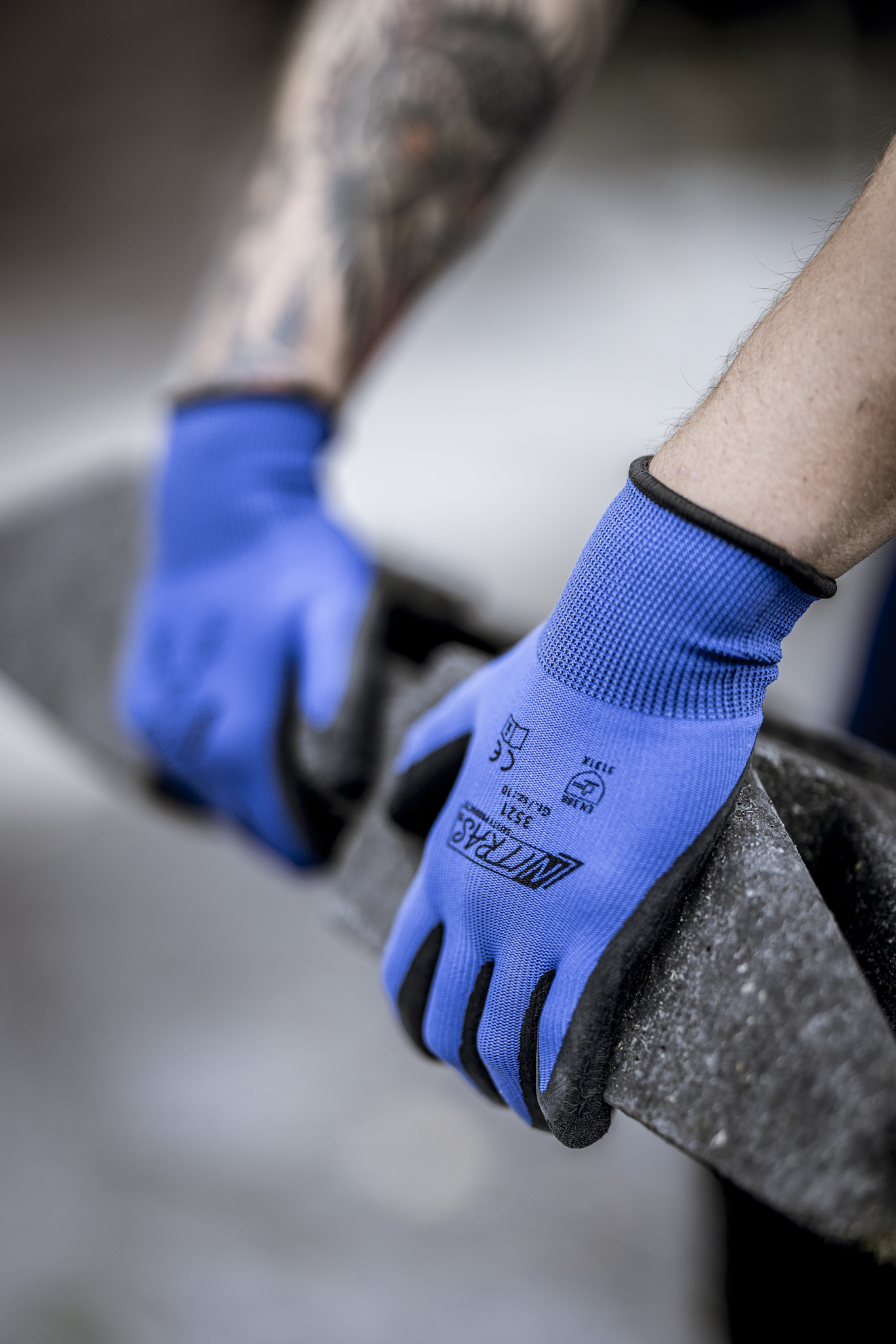 NITRAS Nylonhandschuhe, blau / schwarz, EN 388 Produktbild img2 L
