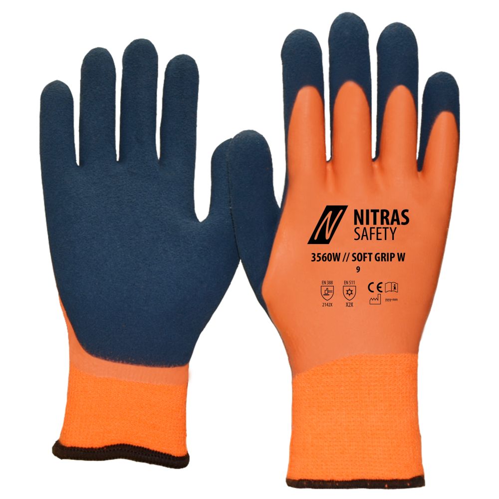 NITRAS SOFT GRIP W, Winterhandschuhe, orange / dunkelblau, EN 388, EN 511 Produktbild img1 L