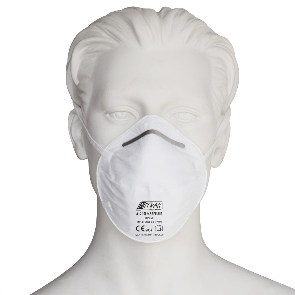 NITRAS SAFE AIR, Atemschutzmaske, FFP2 NR, ohne Ventil, weiß, EN 149, Box à 20 Stück Produktbild img1 L