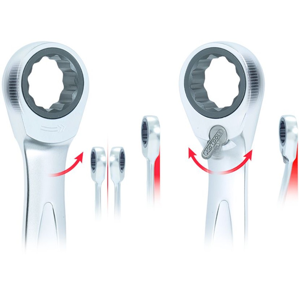 KS TOOLS DUO GEAR Ringmaulschlüssel-Satz, Maul-Ratschenfunktion, 5-teilig, umschaltbar Produktbild img6 L
