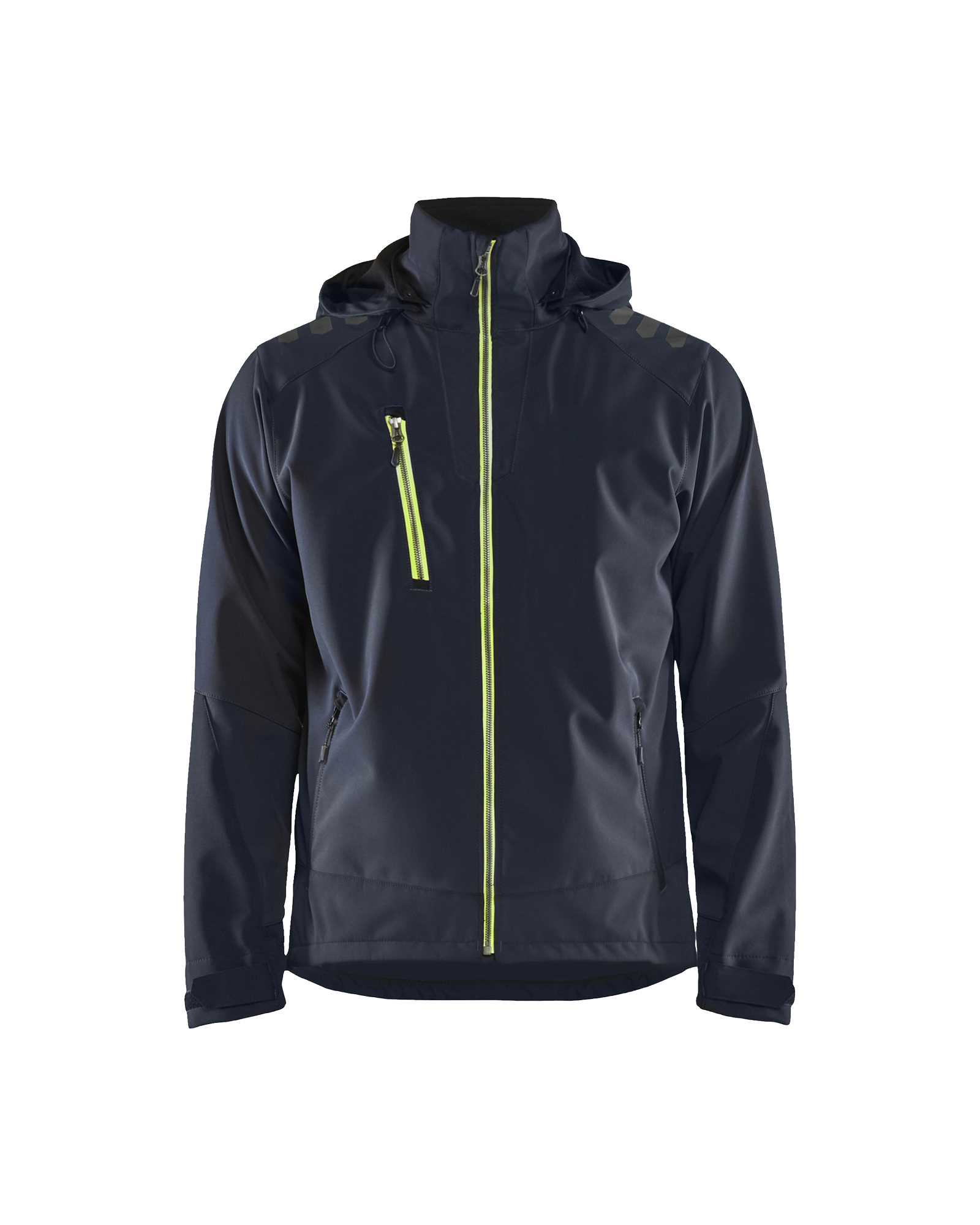 Blåkläder Softshell JackeDunkel Marineblau/High Vis Gelb Produktbild img1 L