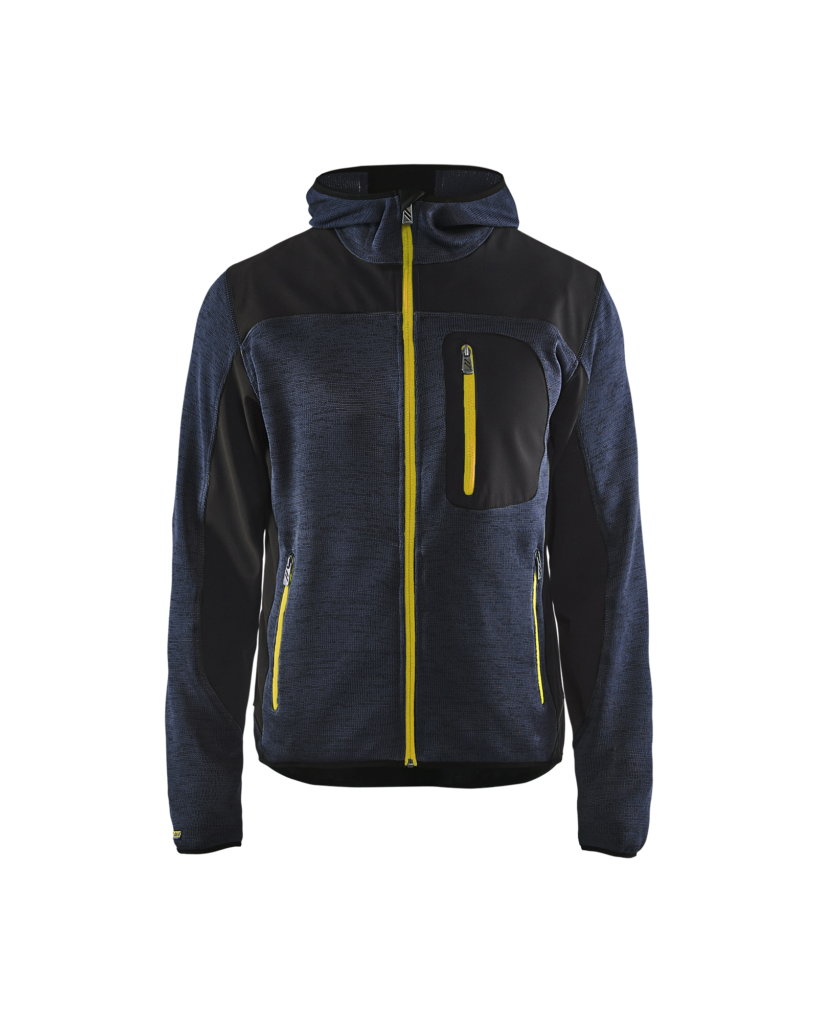 Blåkläder Strickjacke mit Softshell Dunkelblau/Gelb Produktbild img1 L