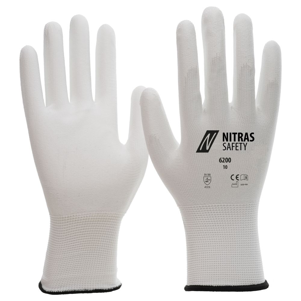 NITRAS Nylonhandschuhe, weiß, EN 388 Produktbild img1 L