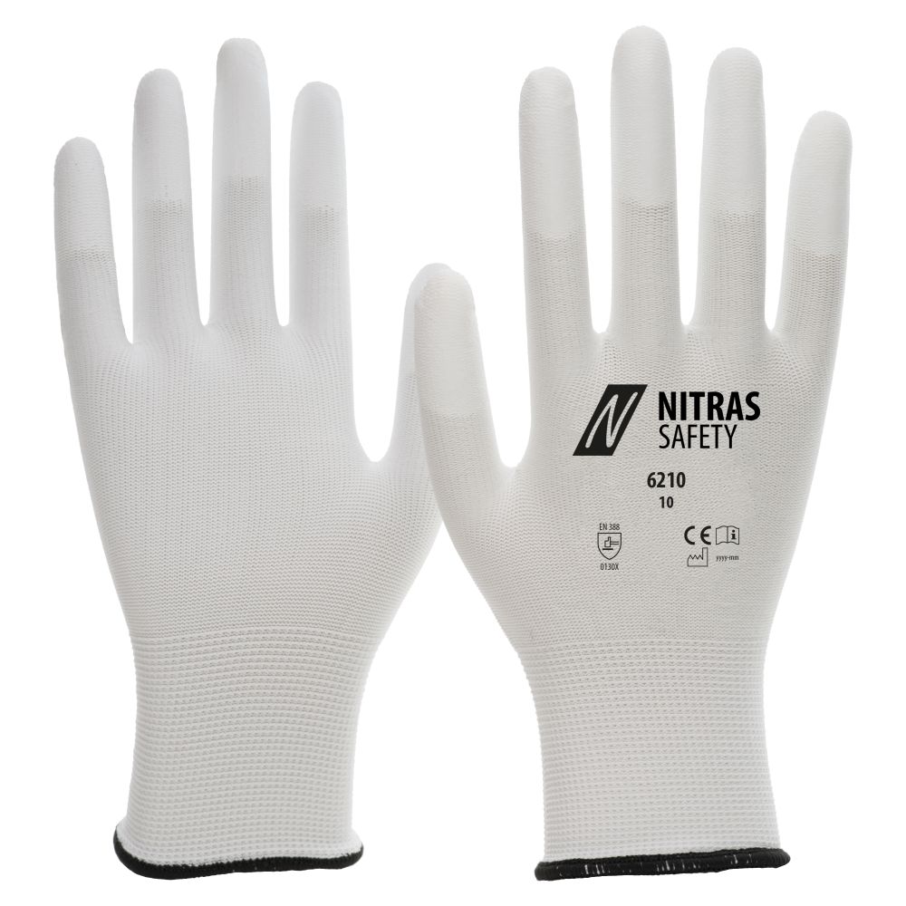 NITRAS Nylonhandschuhe, weiß, EN 388 Produktbild img1 L