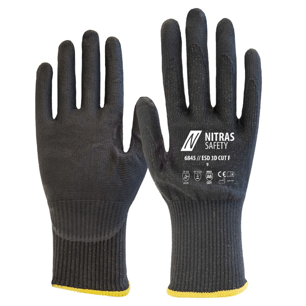 NITRAS ESD 3D CUT F, Schnittschutzhandschuhe, schwarz, EN 388, OEKO-TEX Produktbild img1 L