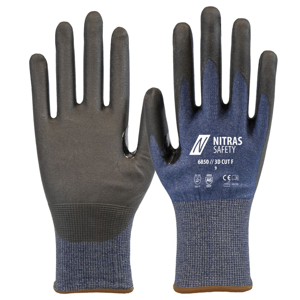 NITRAS 3D CUT F, Schnittschutzhandschuhe, marineblau / schwarz, EN ISO 21420, EN 388, OEKO-TEX Produktbild img1 L