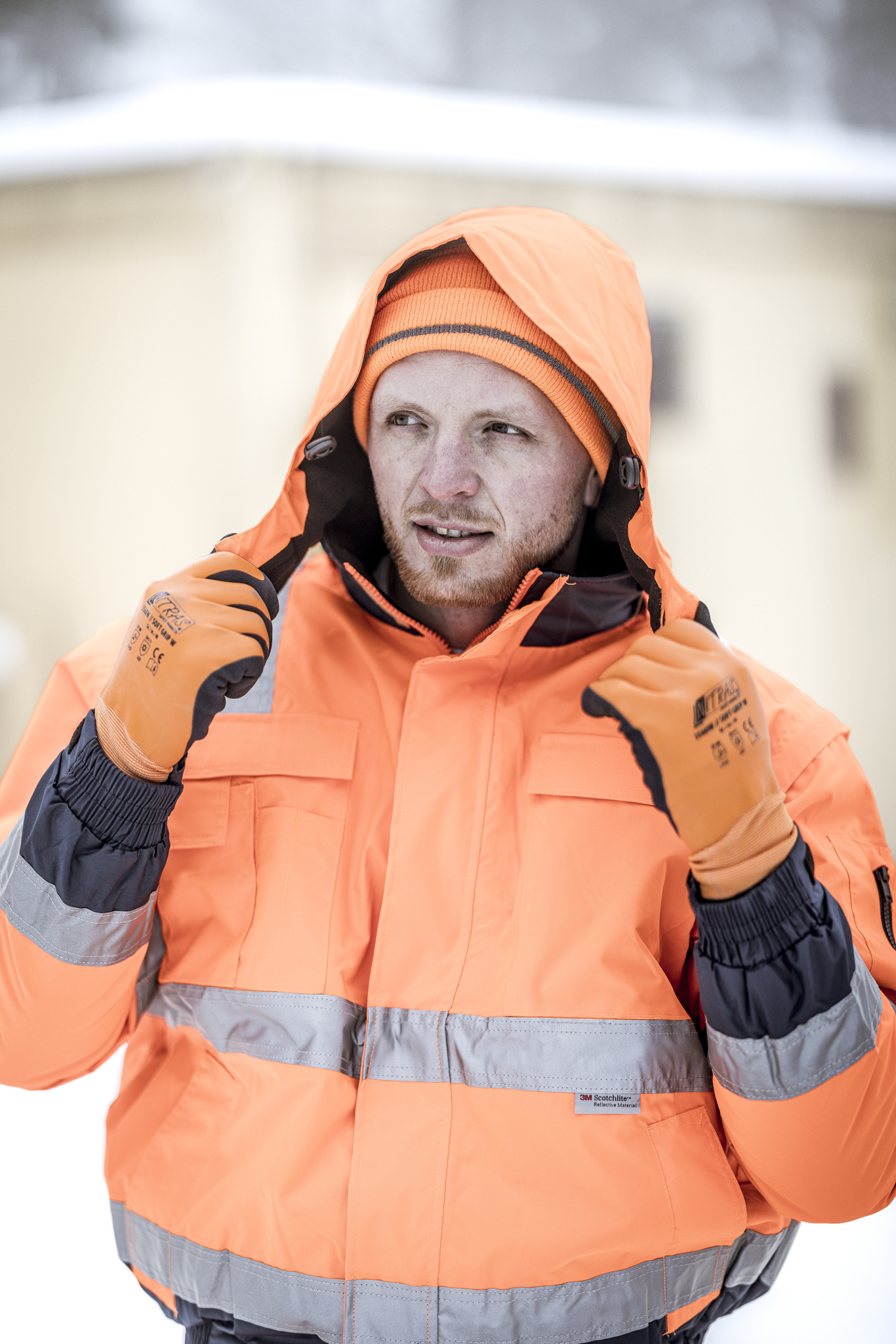 NITRAS abnehmbare Winterkapuze, neonorange, OEKO-TEX Produktbild img3 L