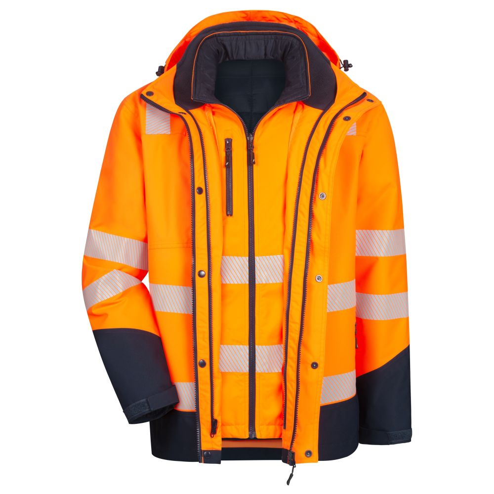 NITRAS MOTION TEX VIZ PLUS, Warn-Multifunktionsjacke, neonorange / marineblau, EN ISO 13688, EN ISO 20471, EN 343, EN 342, OEKO-TEX Produktbild img1 L