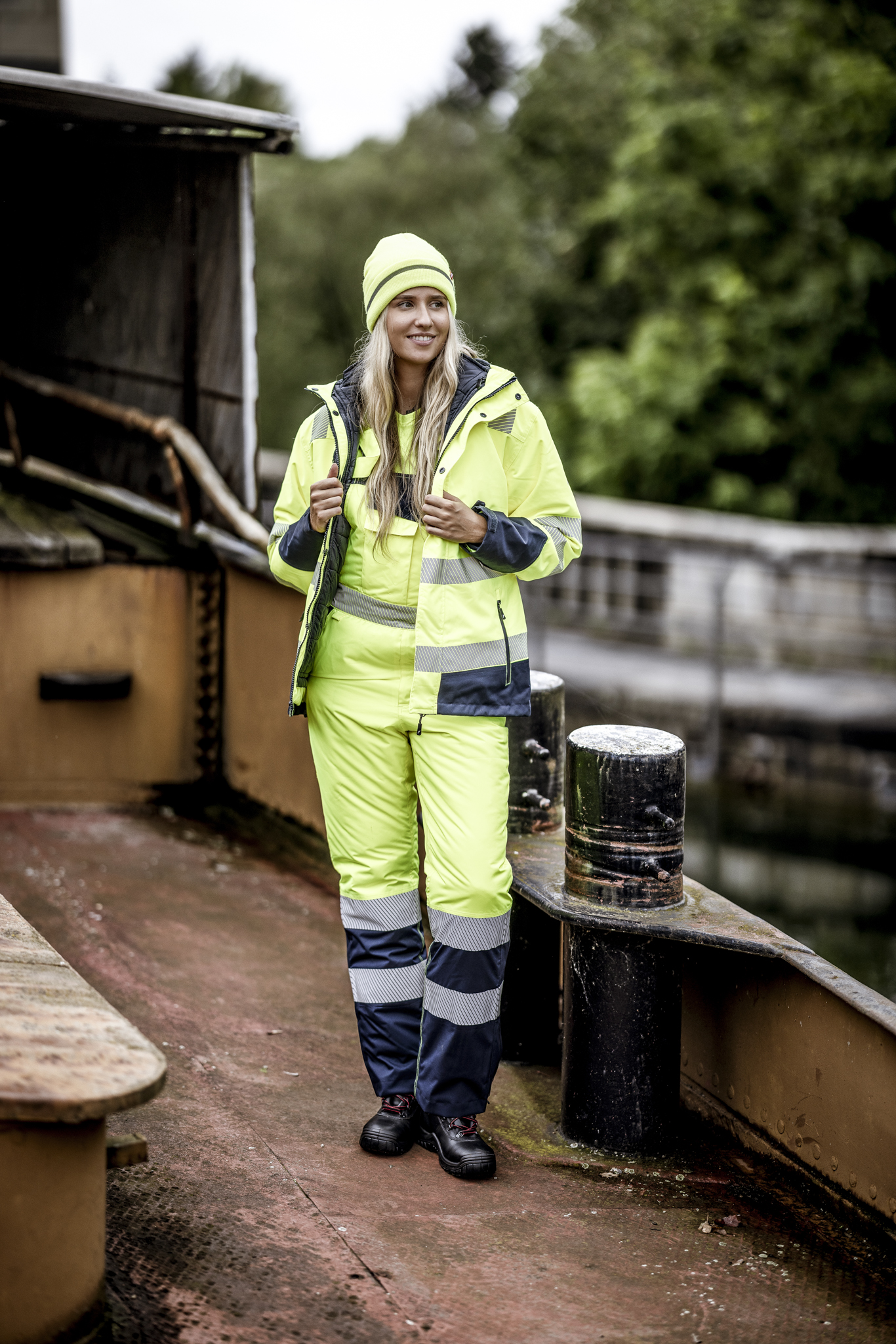 NITRAS MOTION TEX VIZ, Warn-Winterhose, neongelb / marineblau, EN ISO 13688, EN ISO 20471, EN 342, EN 343, OEKO-TEX Produktbild img3 L