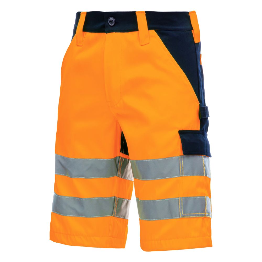 NITRAS MOTION TEX VIZ, Warn-Arbeitshose, kurz, neonorange / marineblau, EN ISO 13688, EN ISO 20471, OEKO-TEX Produktbild img1 L