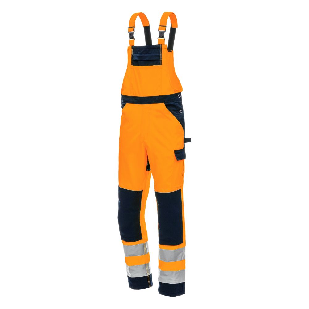 NITRAS MOTION TEX VIZ, Warn-Latzhose, neonorange / marineblau, EN ISO 13688, EN ISO 20471, OEKO-TEX Produktbild img1 L