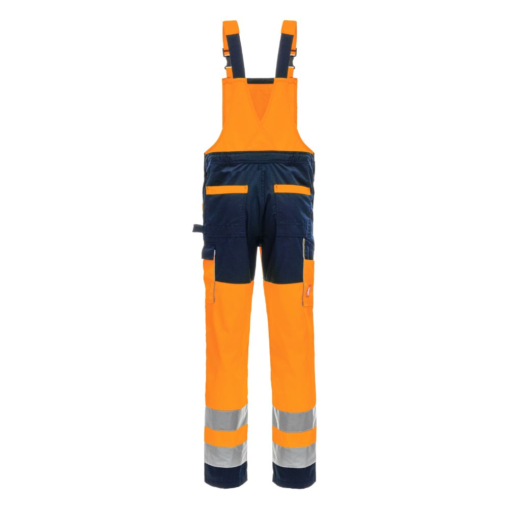 NITRAS MOTION TEX VIZ, Warn-Latzhose, neonorange / marineblau, EN ISO 13688, EN ISO 20471, OEKO-TEX Produktbild img2 L