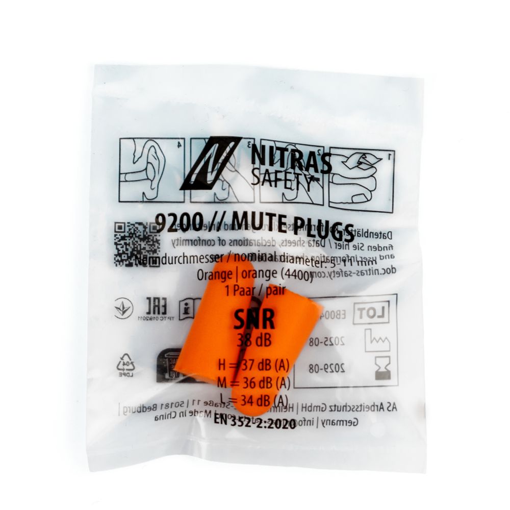 NITRAS MUTE PLUGS, Gehörschutzstöpsel, orange, EN 352-2, 250 Paar / Box Produktbild img2 L