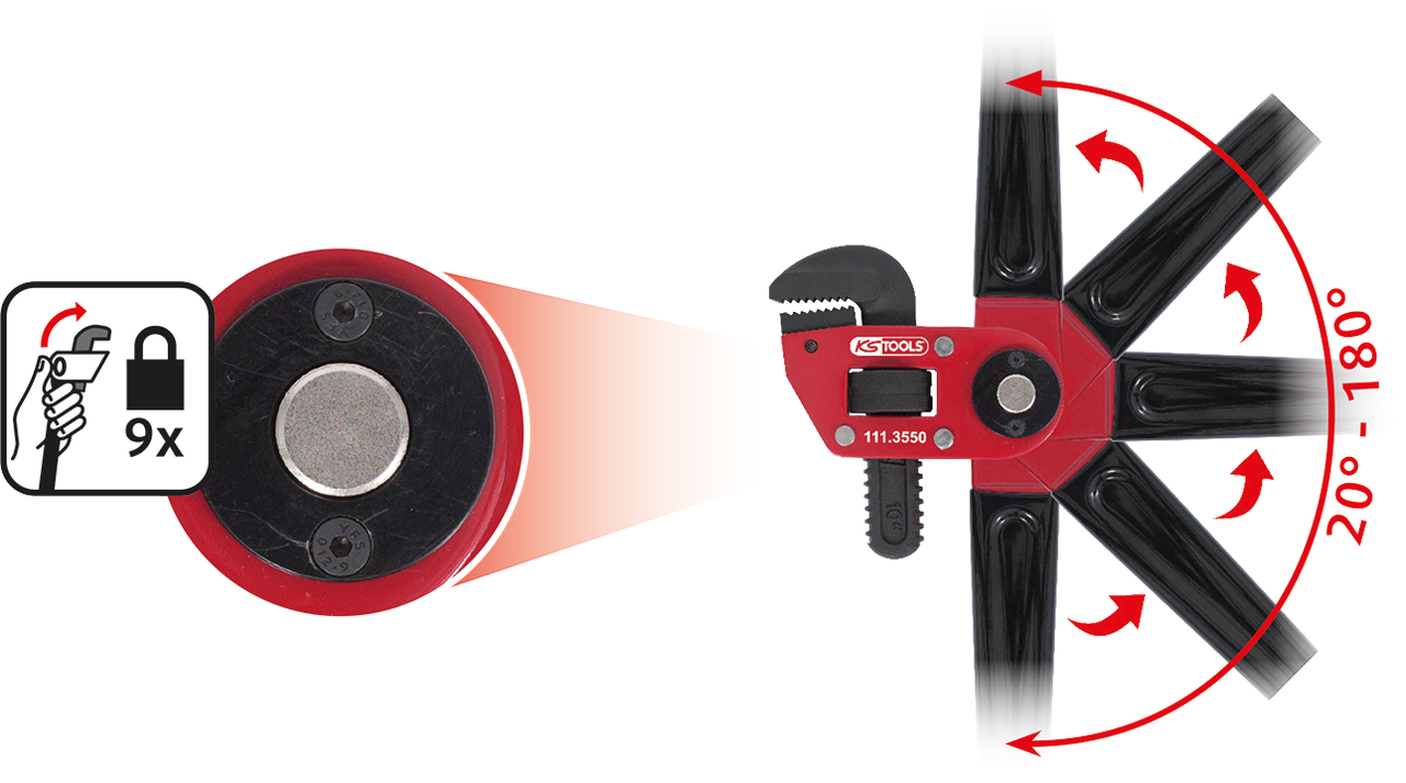 KS Tools Einhand-Rohrzange 1.1/2" mit verstellbarem Kopf Produktbild img7 L