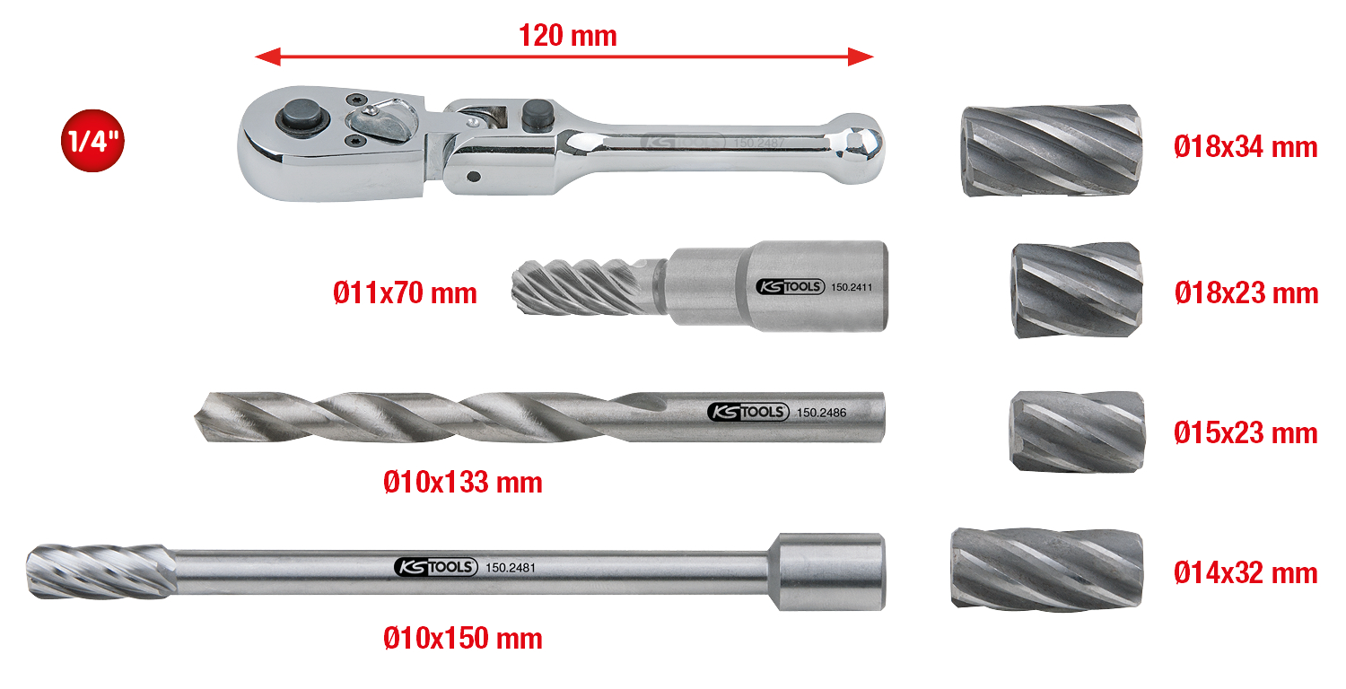 KS Tools 1/4" MASTER ABS-Sensoren-Reibahlen-Satz, 8-tlg Produktbild img1 L