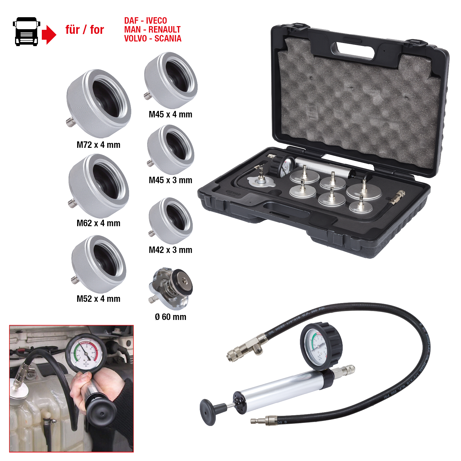 KS Tools Kühlsystem-Prüfgerät LKW, 9-tlg Produktbild img1 L