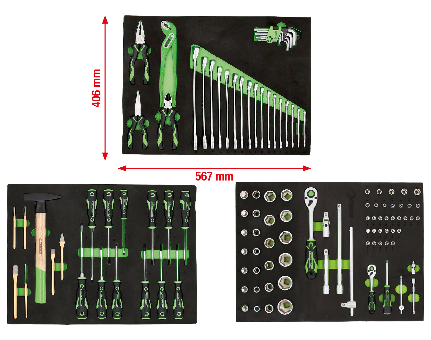COMPETITION&nbsp;Systemeinlagen-Satz für Werkstatt Schranksystem 512.6000 mit 119 Premium-Werkzeugen Produktbild img1 L