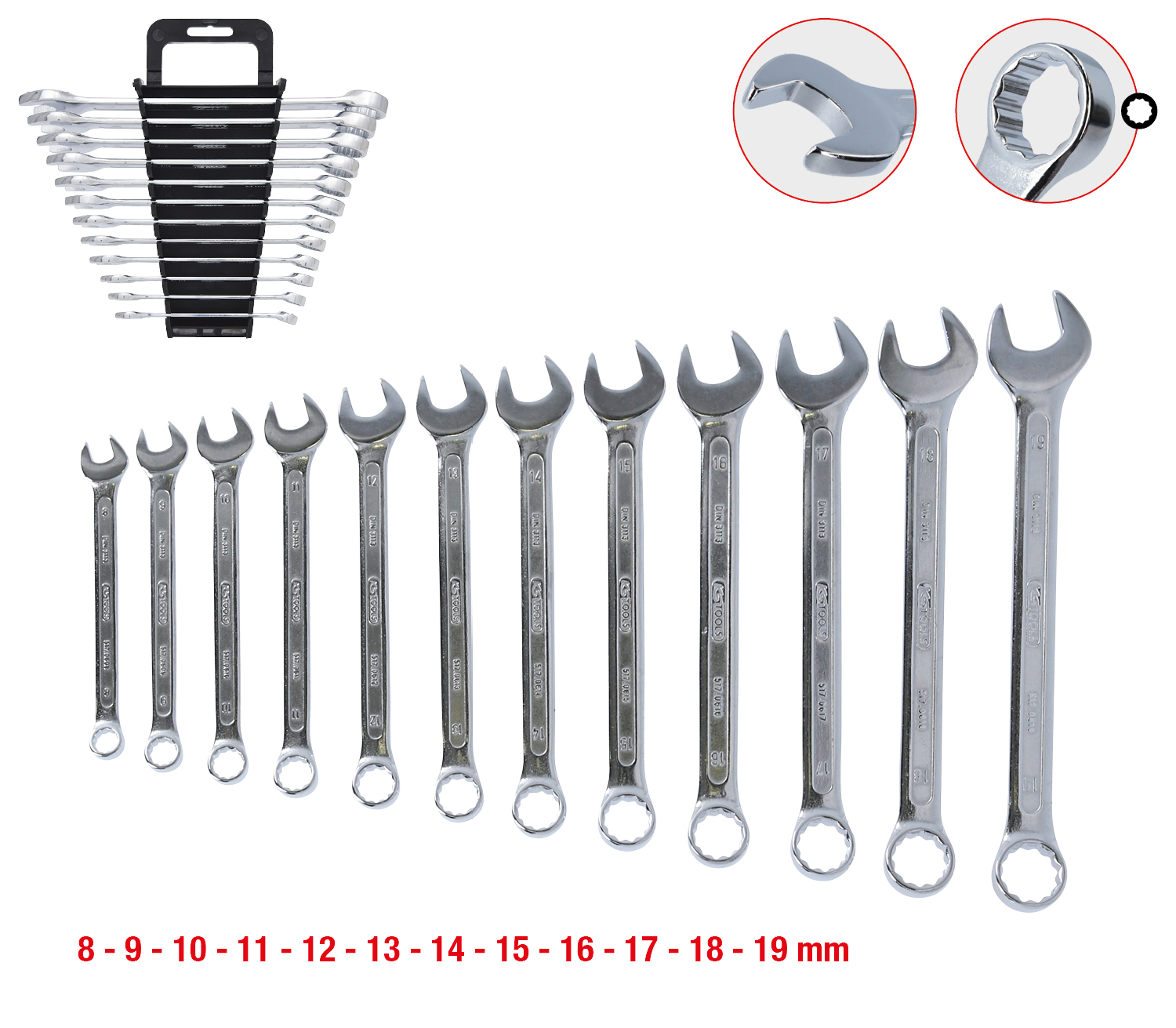 KS Tools Ringmaulschlüssel-Satz, abgewinkelt, 12-tlg 8-19mm Produktbild img1 L