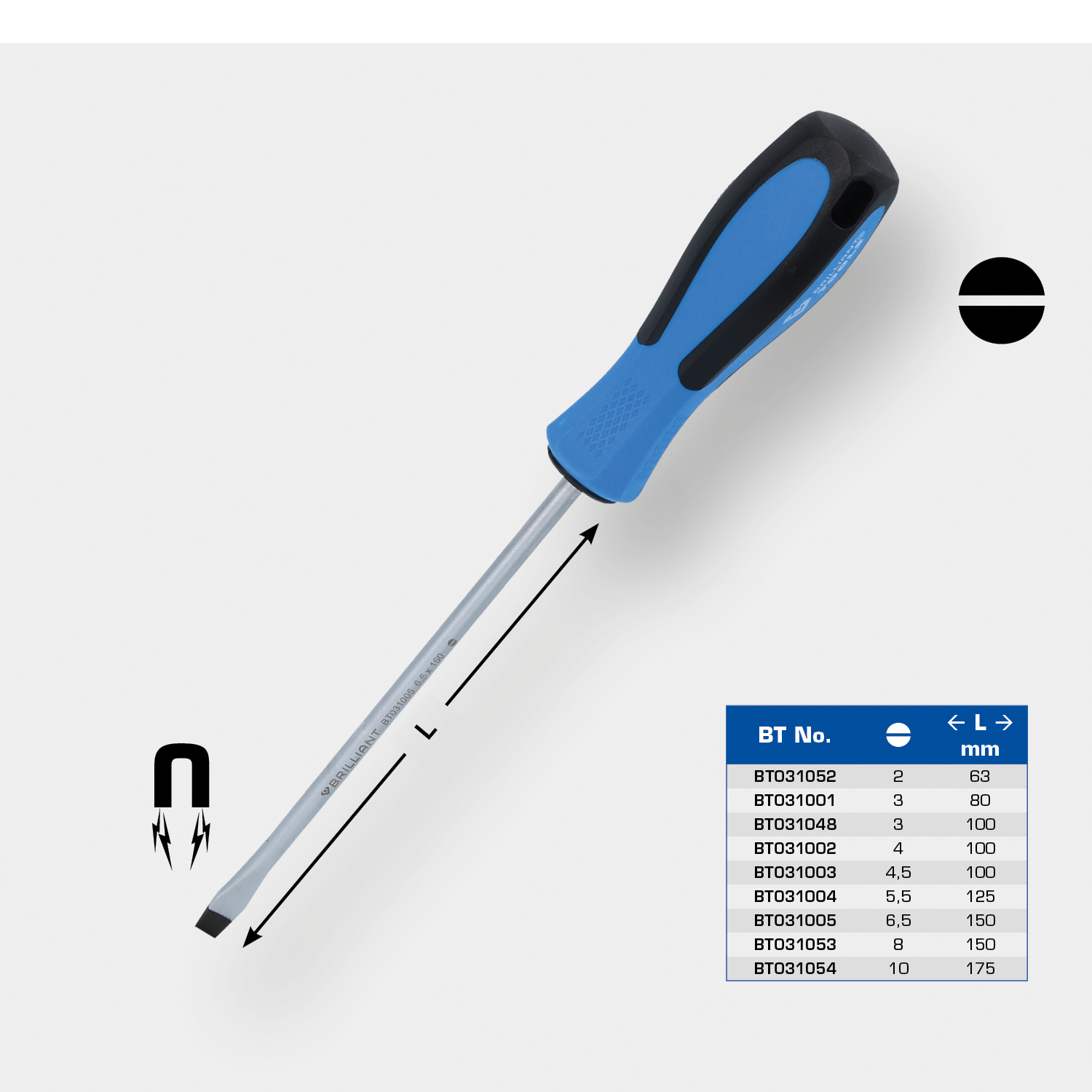 BRILLIANT TOOLS Schraubendreher Schlitz, 4,5 x 100 mm Produktbild img1 L