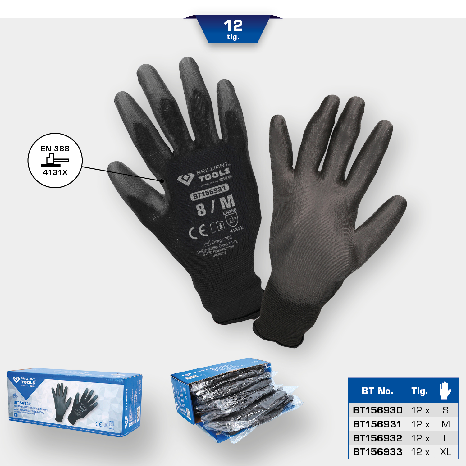 BRILLIANT TOOLS Mikro-Feinstrickhandschuhe Produktbild img1 L