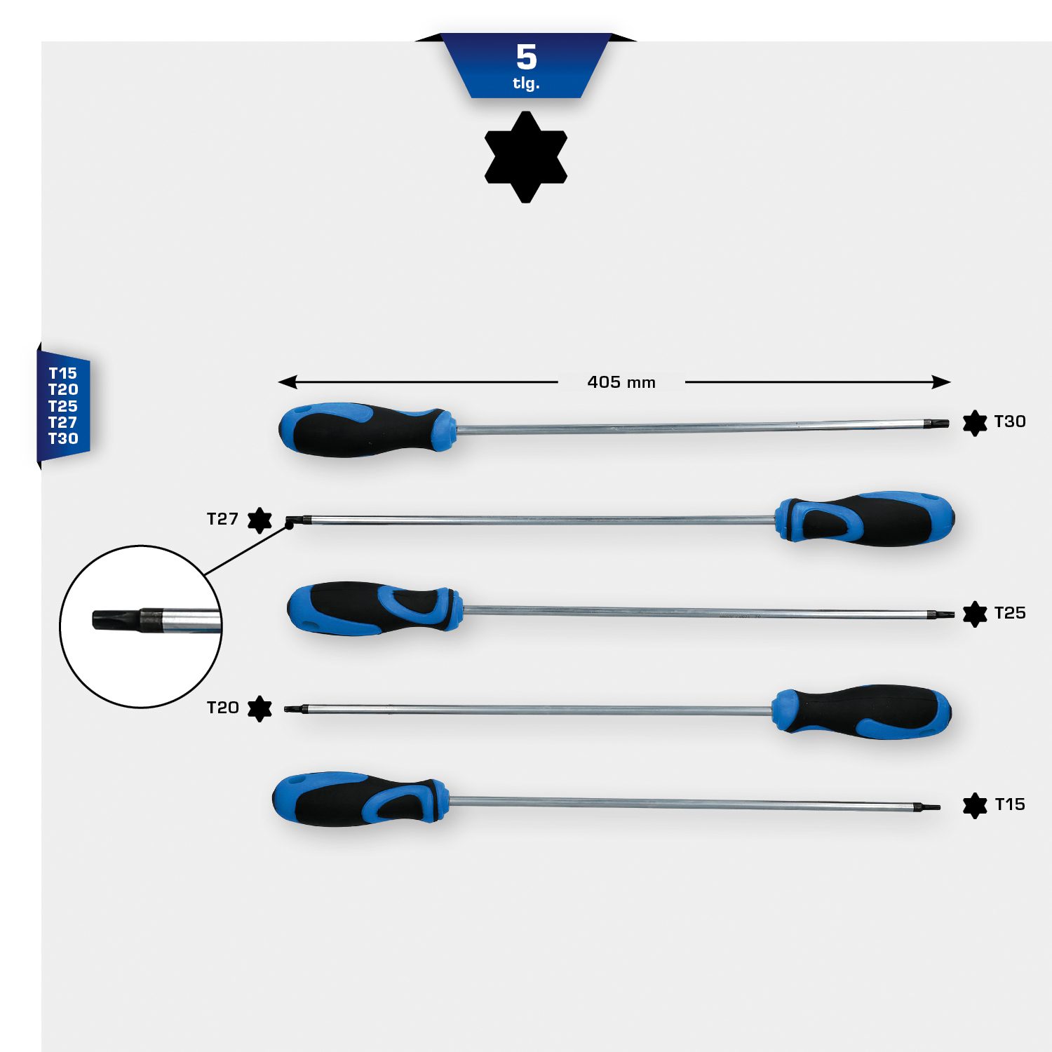 BRILLIANT TOOLS Torx-Schraubendreher-Satz, 5-tlg Produktbild img1 L
