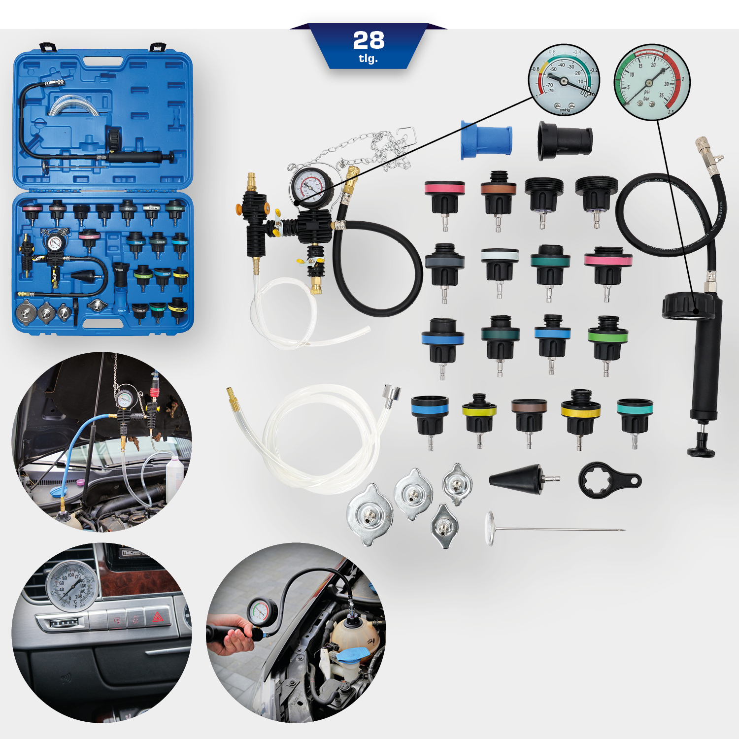 BRILLIANT TOOLS Master Kühlsystem-Diagnose-Satz, 28-tlg Produktbild img1 L