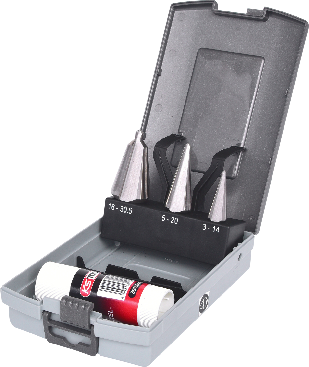 KS Tools HSS Blechschälbohrer-Satz, Kunststoffkassette 4-tlg Produktbild img1 L
