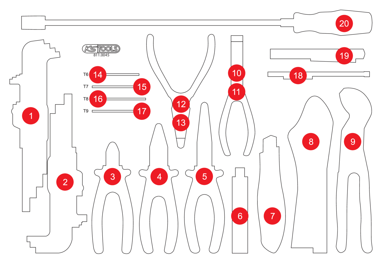 KS Tools Leere Schaumstoffeinlage zu 811.0045 Produktbild img1 L