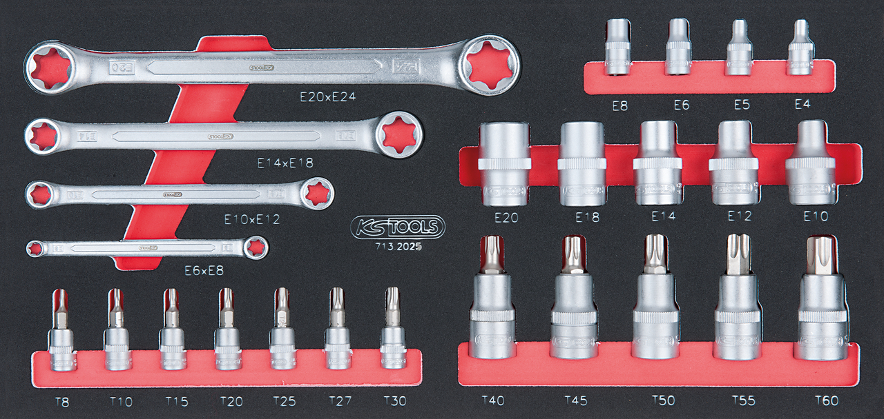 KS Tools SCS Torx E-Profil-Werkzeug-Satz, 25-tlg in 1/3 Systemeinlage Produktbild img1 L