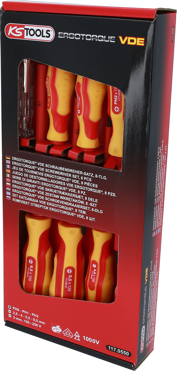 KS Tools ERGOTORQUE VDE Schraubendreher-Satz, PH+Schlitz, 8-tlg Produktbild img3 L