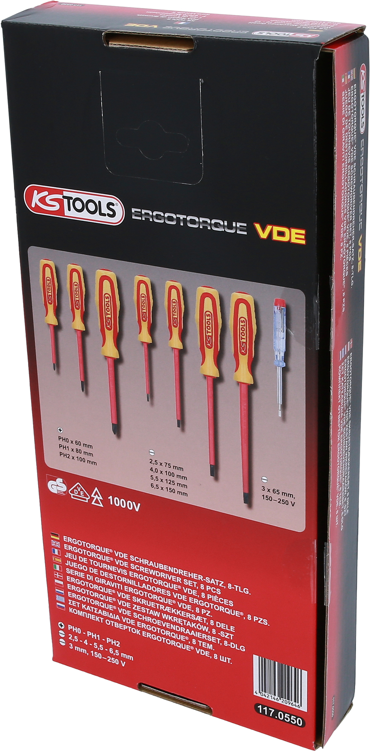 KS Tools ERGOTORQUE VDE Schraubendreher-Satz, PH+Schlitz, 8-tlg Produktbild img4 L