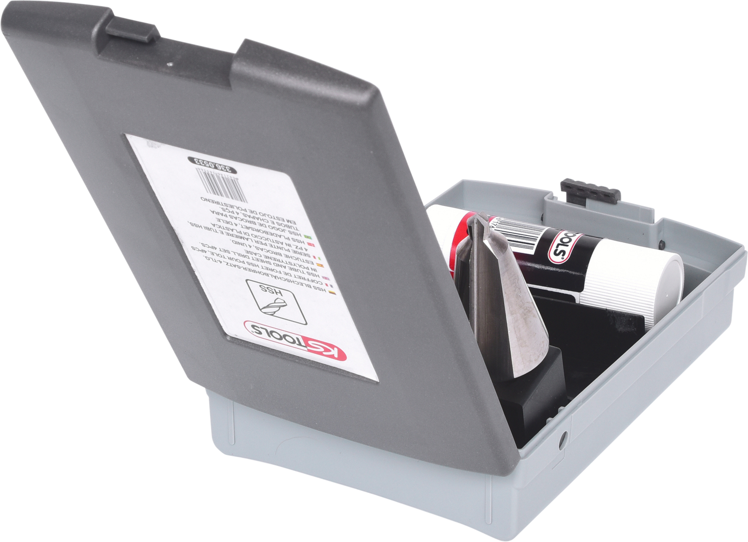 KS Tools HSS Blechschälbohrer-Satz, Kunststoffkassette 4-tlg Produktbild img3 L