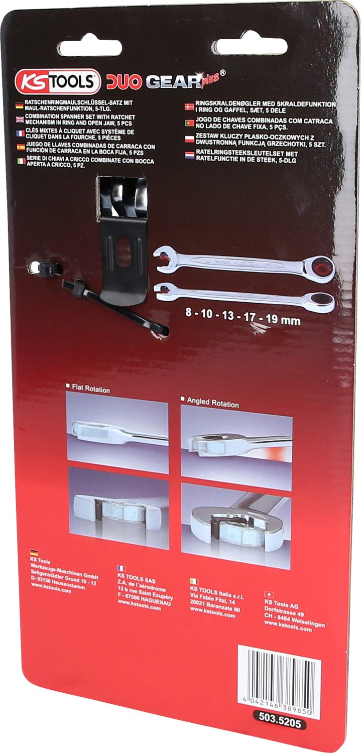KS Tools DUO GEARplus® Ratschenringmaulschlüssel-Satz mit Maul-Ratschenfunktion, 5-tlg Produktbild img4 L