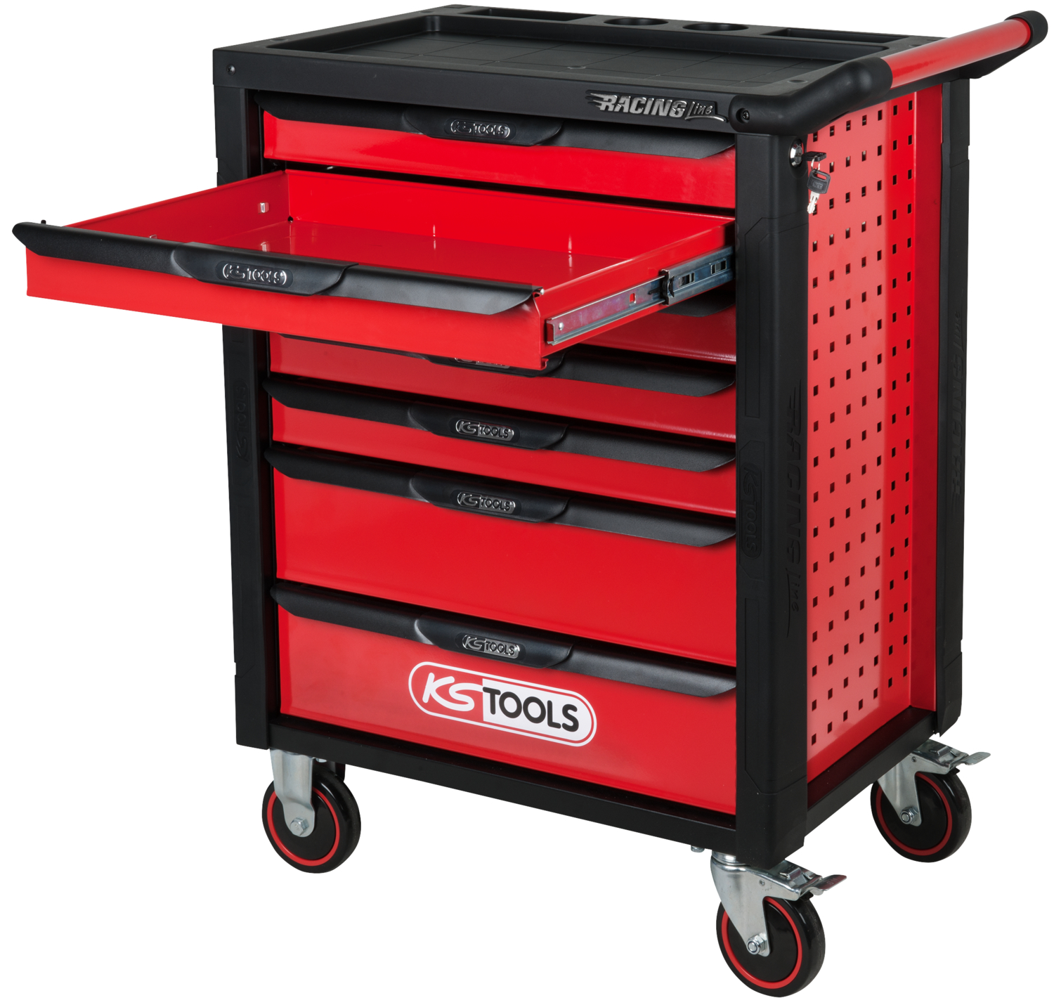 KS Tools RACINGline SCHWARZ/ROT Werkstattwagen mit 7 Schubladen und 515 Premium-Werkzeugen Produktbild img4 L