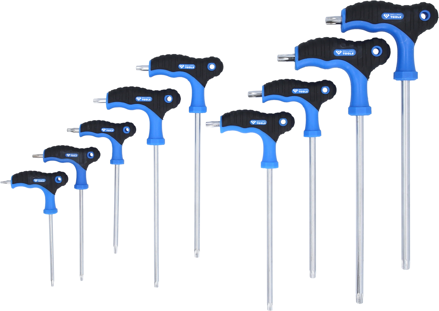 BRILLIANT TOOLS T-Griff-Torx® mit Stirnlochbohrung-Winkelstiftschlüssel-Satz, 9-tlg Produktbild img3 L